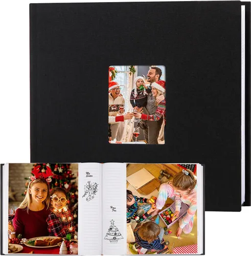 Vista 15 de Álbum de fotos de 8 x 10 pulgadas, 200 bolsillos, cubierta de lino de gran capacidad, páginas interiores sin ácidos, álbum de fotos de 8 x 10