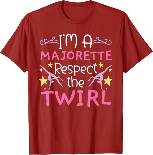 Vista 15 de Camiseta con texto en inglés "I A Majorette Respect The Twirl Baton Twirling", Negro