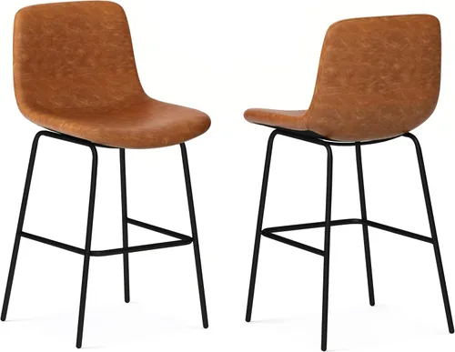 Vista 18 de SIMPLIHOME Randolph Taburetes de mostrador (juego de 2) taburetes de bar tapizados de madera curvada de 28 pulgadas de altura del asiento en tela