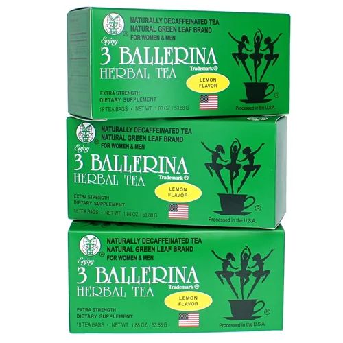 Vista 2 de 3 BALLERINA DIETERS BEBE SABOR DE LIMÓN EXTRA FUERTE (3 cajas, 18 bolsas de té, 1.88 onzas)
