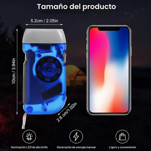 Vista 2 de Treela 36 Linternas de Manivela Manual Artículos a Granel para Navidad Linterna de Compresión Sin Batería Requerida Antorcha de 3 Modos de Carga