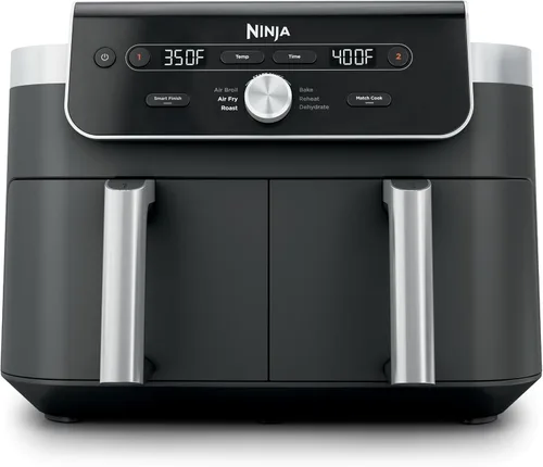 Vista 5 de Freidora de aire Ninja DZ401 Foodi 10 Quart 6 en 1 DualZone XL de 2 canastas con 2 canastas de freír independientes, Match Cook y Smart Finish