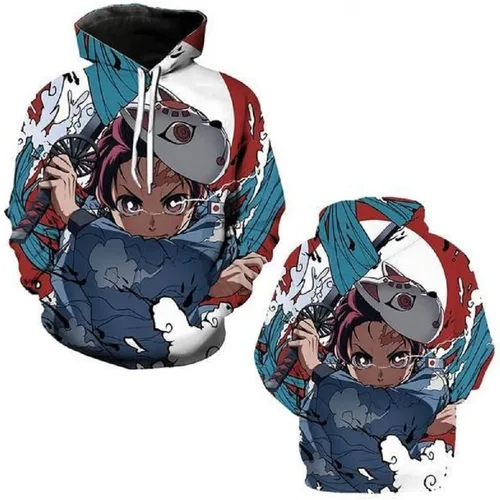 Vista 2 de Sudadera con capucha unisex de anime con estampado 3D para cosplay, sudadera sin botones para adultos y jóvenes