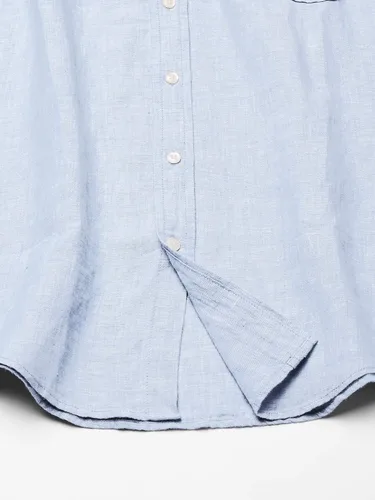Vista 4 de Tienda Essentials Camisa de lino de manga corta ajustada para hombre