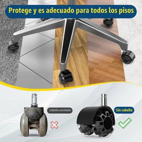 Vista 5 de Minewill Ruedas para sillas de oficina de 2 pulgadas, protección para Negro