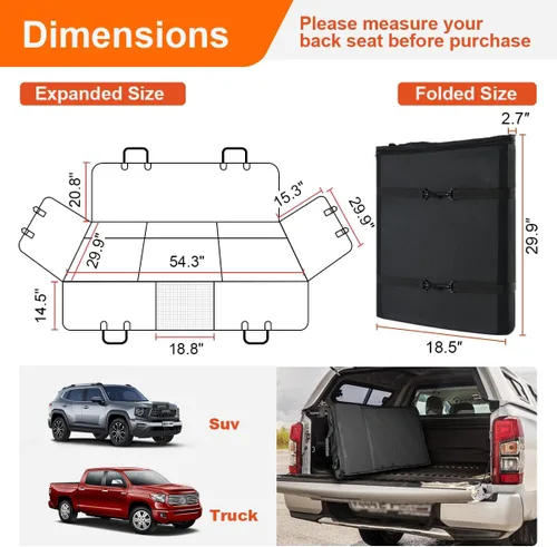 Vista 7 de Vailge Funda de asiento de automóvil para perros, extensor de asiento trasero grande para perros, impermeable, no inflable, parte inferior dura