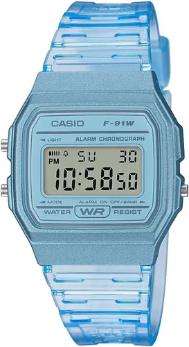 Vista 7 de Casio F91W Series Digital Watch Water Resistant LED Light 1/100 SEC Stopwatch Regular Time Keeping (HR, Min, SEC, PM, Date, Day) Daily