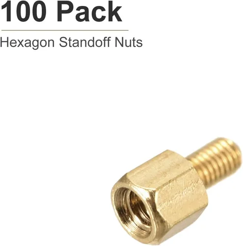 Vista 6 de DTGN M3x4x4mm (DxHLxML) - Separador hexagonal de latón -100Pack- Bueno para máquinas electrónicas - Tuercas de tornillo espaciadoras macho a hembra