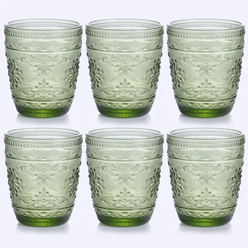 Vista 8 de abrwyy 6 vasos de vidrio de 14 onzas, vasos azules para beber, juego de cristalería de colores para fiestas, bodas, hogar, oficina, agua, jugo