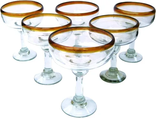 Vista 10 de Amber Rim - Vasos de Martini de 10 onzas (juego de 6), vidrio reciclado, sin plomo, sin toxinas (Martini)