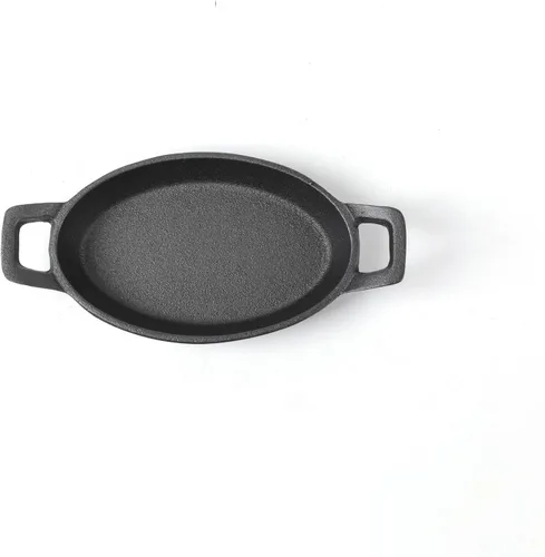 Vista 3 de HAWOK - Mini plato ovalado de hierro fundido de 6.1 pulgadas x 3.85 pulgadas, 8 onzas Negro02