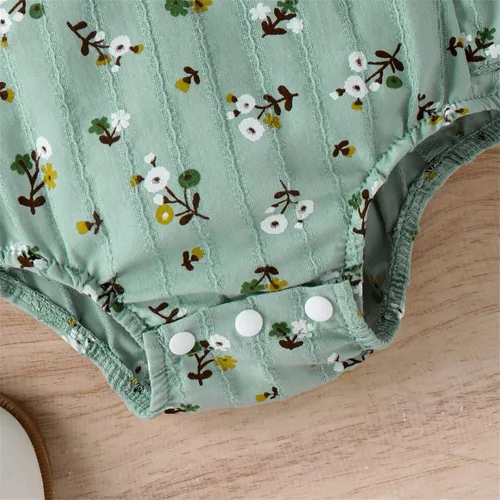 Vista 4 de PATPAT Conjunto de 2 piezas de ropa para bebé recién nacido, tela crepé con estampado de margaritas, 100% algodón