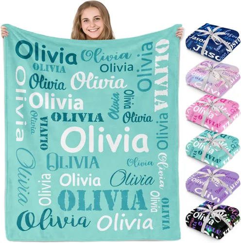 Vista 19 de Gudina Mantas y mantas personalizadas con nombre personalizado con nombre, manta de franela personalizada, regalos para niños, niñas, niños y bebés