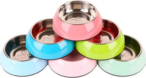 Vista 2 de Tazones universales para mascotas de acero inoxidable para perros y gatos, cuencos universales para agua y alimentos para mascotas, 4 tamaños y 5
