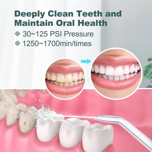 Vista 4 de Irrigador de agua, irrigador dental eléctrico para limpieza de dientes y frenillos, irrigador oral eléctrico para adultos y niños con 10 presiones