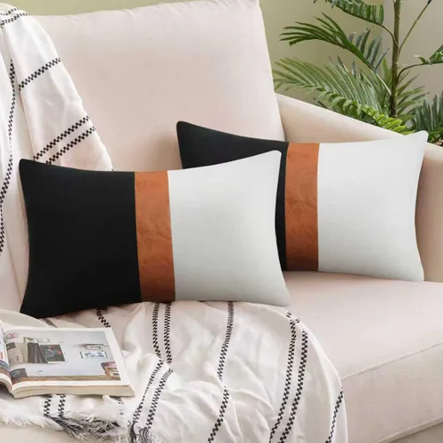 Vista 12 de JASEN Fundas de almohada negras de 12 x 20 pulgadas, fundas de almohada decorativas estilo bohemio lumbar para sofá o cama