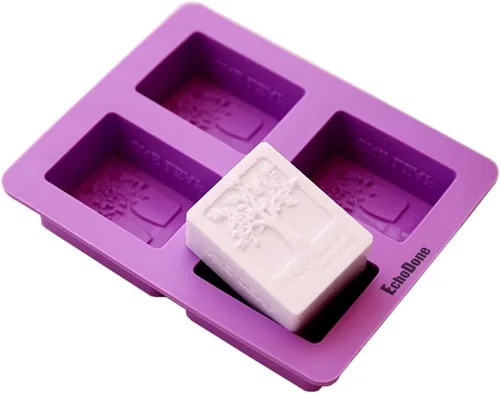 Vista 2 de Echodo - Molde rectangular de silicona para jabón de 4 cavidades, molde de silicona hecho a mano para velas de jabón
