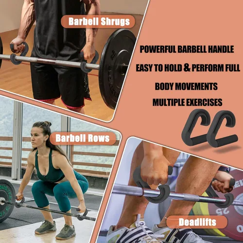 Vista 3 de Asas de agarre neutral para tracción: Ganchos ergonómicos portátiles para remo de barra, peso muerto, bandas resistentes para entusiastas de fitness