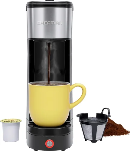 Vista 9 de CHEFMAN Cafetera de una sola porción, cafetera K Cup: compatible con cápsulas K-Cup y café molido, cafetera de goteo de 6 a 12 onzas, depósito
