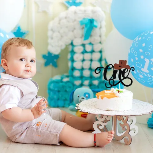 Vista 5 de Decoración de pastel de vaquero para primer cumpleaños, decoración de pastel de primer cumpleaños, sombreros de vaquero, botas para pasteles