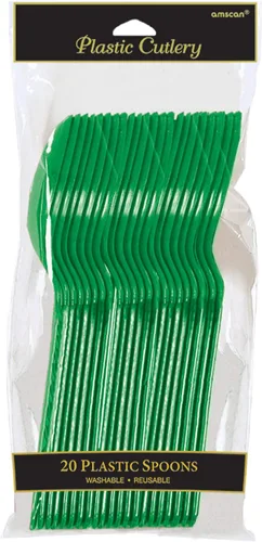 Vista 13 de Vibrantes cucharas de plástico color rojo manzana (paquete de 20) – ecológicas, duraderas y llamativas, perfectas para fiestas y eventos