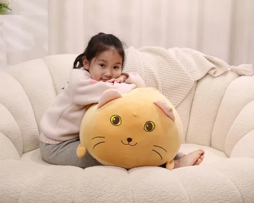 Vista 3 de YESGIRL Almohada de felpa de gato súper suave de 20 pulgadas, adorable juguete de peluche, peluche de gato kawaii gordito para niños y niñas, bonita