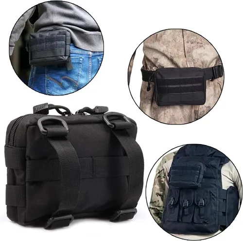 Vista 5 de MOLLE Pouches - Paquete de 2 bolsas tácticas compactas resistentes al agua para dispositivos utilitarios EDC bolsa