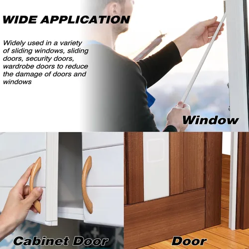Vista 8 de 2 piezas de burletes para puertas en forma de cuña de 196", aislamiento para ventanas y puertas, tira de espuma aislante autoadhesiva anticolisión