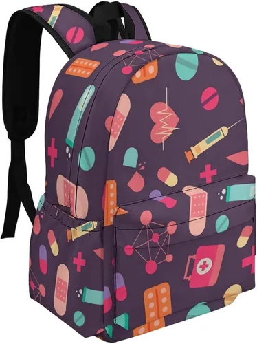 Vista 2 de Mochila de viaje de enfermería médica ligera de 16.5 pulgadas para computadora portátil, mochila casual para hombres y mujeres