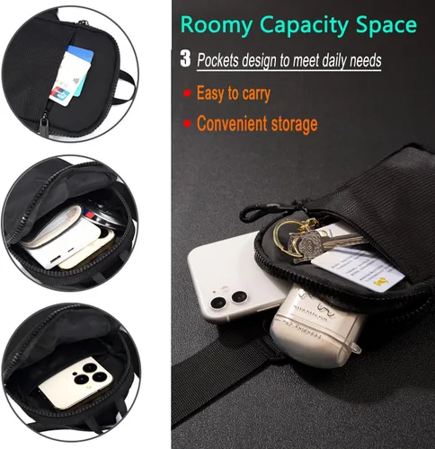 Vista 5 de Mini bolso bandolera para hombre, bolso cruzado pequeño para mujer, riñoneras informales, bolsa de bolsillo personal, mochila para teléfono
