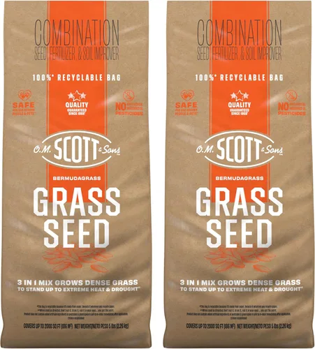 Vista 16 de O.M. Scott and Sons Bermudagrass - Semilla de césped, fertilizante y mejorador del suelo, tolerante a la sequía una vez establecida, cubre hasta