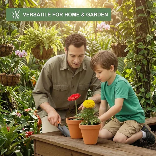 Vista 3 de 3 Set Terracotta Pots 6 Inch Indoor Plant Pot with Drainage Hole & Saucer Classic Ceramic Flower Pot for Herbs Small Plants