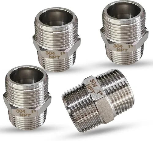Vista 13 de 1" Tetina macho hexagonal, accesorios de tubería de acero inoxidable 304, adaptador de tubería roscada NPT de 1 pulgada, conectores de tetinas