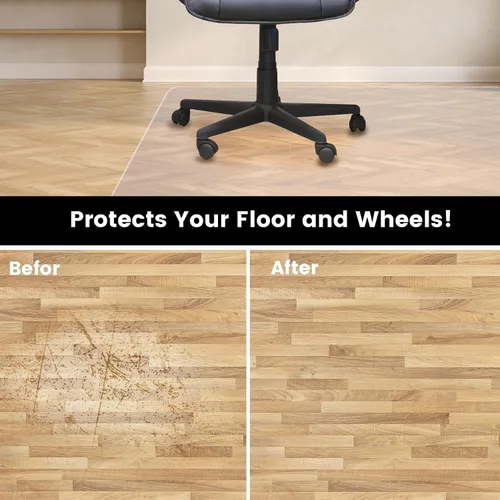 Vista 7 de Alfombrilla transparente para silla de 36"x48" para suelos de madera dura - Protector de alfombrilla para escritorio de oficina, fácil deslizamiento