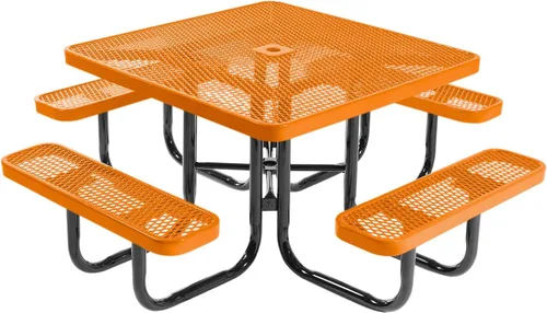 Vista 103 de COATEDOUTDOORFURNITURE Mesa de picnic cuadrada de 46 pulgadas, expandida, color negro