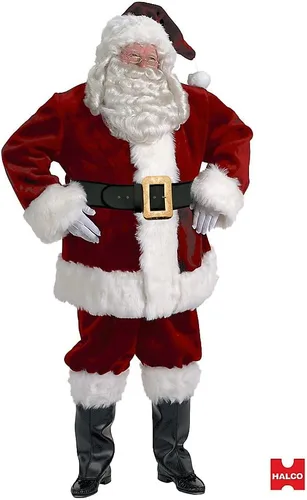 Vista 2 de Halco Majestic - Traje completo de Papá Noel, de lujo, grueso, color burdeos
