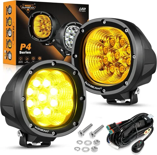 Vista 14 de Auxbeam C4 Series - Fundas protectoras redondas negras de 4 pulgadas, a presión, par PC Protective Covers, Snap-On Tool-Free Installation, Shields