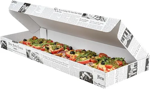 Vista 23 de Restaurantware - Cajas para pizza, 50 unidades, 14 x 7 x 1.5 pulgadas, embalaje de papel de cartón corrugado con bloqueo de pestañas, resistente a