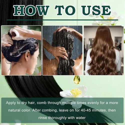 Vista 6 de Mild Formula - Juego de tintes para el cabello de larga duración, kit de tinte para el cabello de un solo paso con champú natural nutritivo