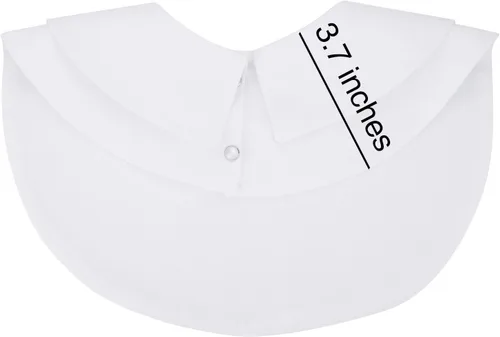 Vista 5 de Blulu cuello de camisa falso desmontable para mujer, M, Blanco