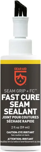 Vista 2 de GEAR AID Seam Grip FC Sellador de curado rápido para tiendas de campaña de nailon y poliéster, lonas, toldos, transparente, agarre de costura WP