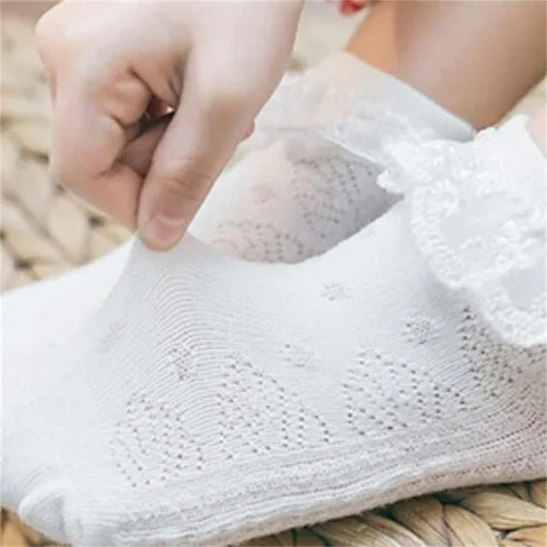 Vista 3 de Kids First Communion White Baptism Socks Frilly Christening Socks Lace Ruffle Socks for Baby Girls