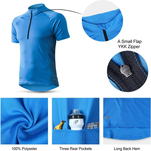 Vista 5 de INBIKE Maillots de ciclismo para hombre que absorbe la humedad, manga corta, secado rápido, camiseta de ciclismo de manga larga transpirable