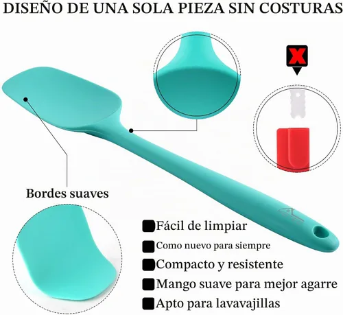 Vista 6 de HOTEC Juego de espátulas de goma de silicona resistentes al calor de 600 ℉ aguamarina (Aqua Sky)