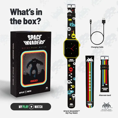 Vista 6 de Reloj inteligente para juegos retro Space Invaders, tecnología selectiva, bisel rojo, no conectado, juego Space Invaders™ integrado, caras de reloj