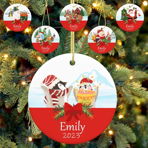 Vista 17 de Adorno personalizado para la primera Navidad del bebé, adornos de Navidad con foto personalizada 2023 con imagen y nombre, regalos personalizados