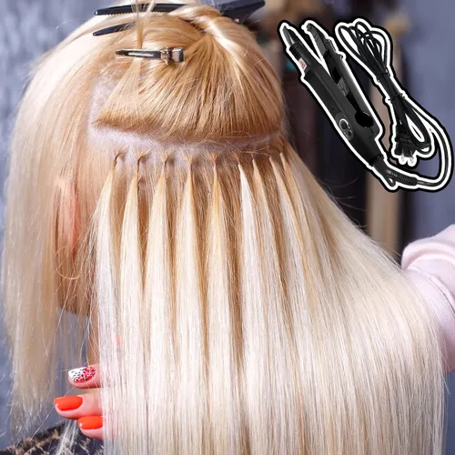 Vista 5 de Zhehao Herramienta de extensiones de cabello de fusión, extensiones de cabello profesionales con punta K, herramientas de enchufe de hierro térmico
