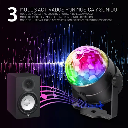 Vista 5 de Luces de fiesta de bola de discoteca para DJ, activadas por sonido, con control remoto, lámpara estroboscópica, 7 modos, luz de escenario
