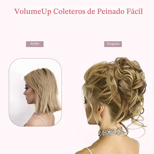 Vista 3 de HOOJIH 2 piezas de extensiones de cabello estilo moño despeinado, extensiones de cabello rizado y ondulado con tiras, cola de caballo, horquillas