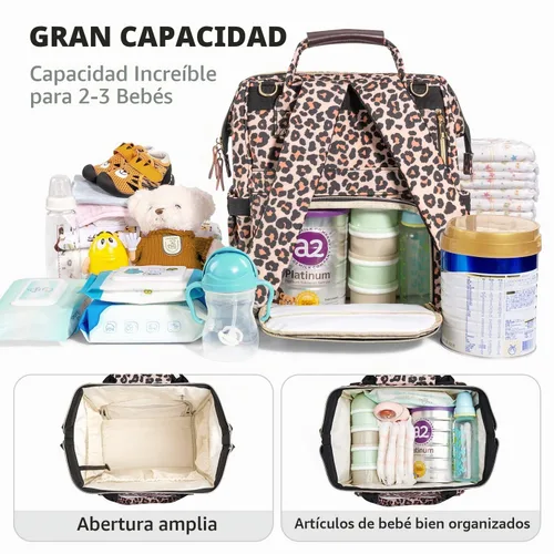 Vista 2 de LitBear Mochila para pañales, elegante y de gran capacidad, multifunción